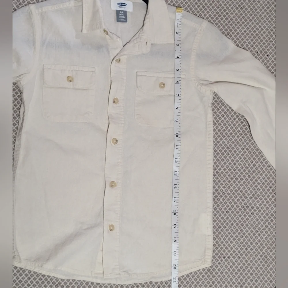 Old Navy Light Tan Button Down Shirt Size 6/7